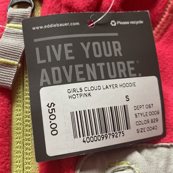 Eddie Bauer Girls Cloud Layer Hoodie Full Zip Hot Pink Fleece First Ascent - Picture 2 of 5